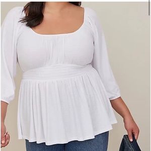 NWT TORRID TEXTURED JERSEY
SMOCKED WAIST TOP 401